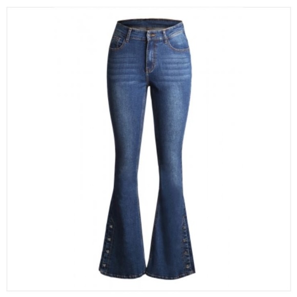 LAST TWO! Blue Anchor Point Bell Bottom Jeans - Picture 3 of 7